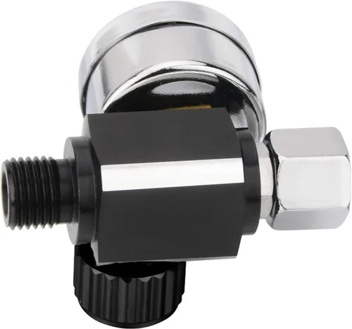Vista 4 de Válvula reguladora de ajuste de aire con manómetro para pistola pulverizadora y herramientas neumáticas (1/4" NPT)