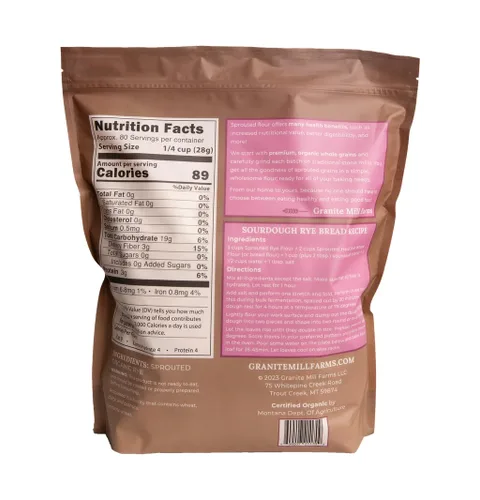 Vista 2 de Granite Mill Farms Harina de centeno orgánica germinada con piedra, 5 lb
