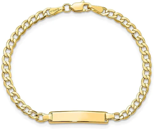 Vista 4 de 10k Yellow Gold Curb Link Id Bracelet 7 Inch Fine Jewelry For Women Gifts For Her