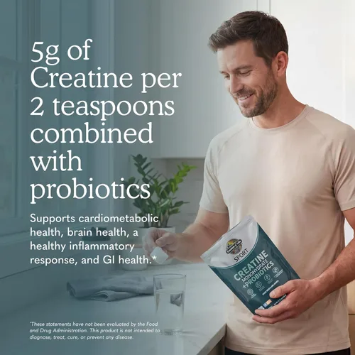 Vista 2 de Polvo de creatina monohidrato para mujeres y hombres de Garden of Life, micronizado para preentrenamiento con probióticos para músculo, fuerza