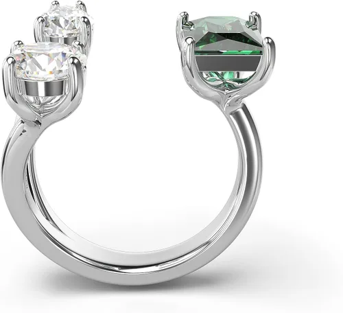 Vista 4 de Swarovski Mesmera Open Ring, Green and Clear Mixed-Cut Stones in a Silver-Tone Finish, Part of the Mesmera Collection