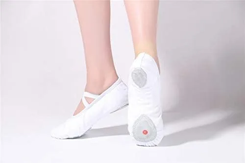 Vista 5 de missfiona Zapatillas de ballet de lona para mujer, zapatos de baile para adultos, para practicar yoga y vientre plano