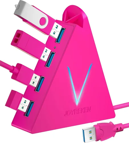 Vista 9 de FlyingVHUB Hub USB 3.0 de 4 puertos, torre concentrador USB con cable extendido de 2 pies, divisor USB para laptop, PC, PS4, PS5, Xbox, mouse