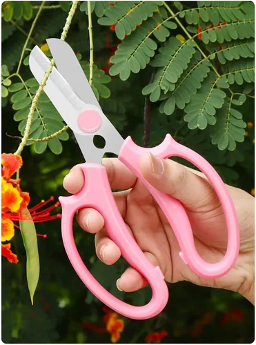 Vista 7 de Leize Tijeras de flores, tijeras florales de acero inoxidable multifunción de alta calidad, podadora gruesa para flores, ramas y hojas (rosa)