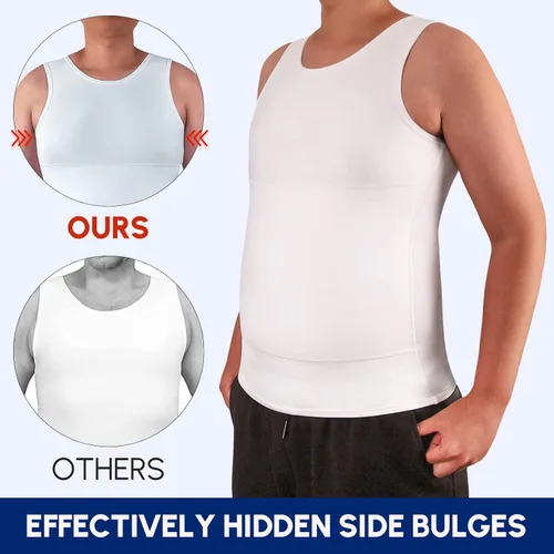 Vista 4 de Aptoco Camisas de compresión para hombre, chaleco para hombre de ginecomastia