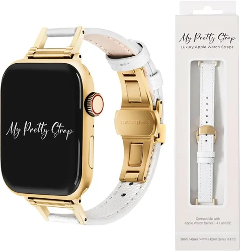 Vista 8 de My Pretty Strap - Correa compatible con Apple Watch, correa de lujo de cuero genuino para iWatch de repuesto - Se ajusta a la mayoría de muñecas