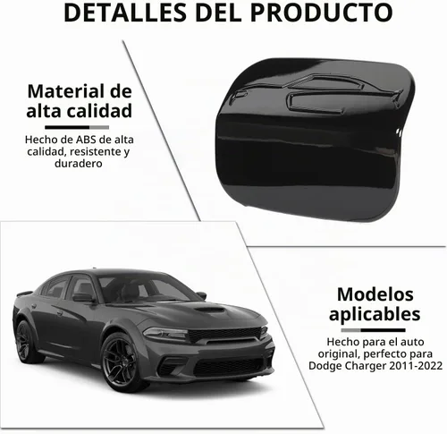 Vista 3 de RAZPOY Tapa de tapón de gasolina para accesorios de carga, cubierta de puerta de tanque de gasolina compatible con Dodge Charger 2011-2024, plástico