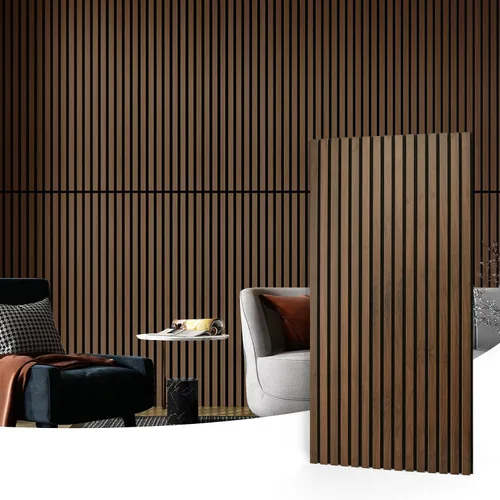 Vista 16 de Art3d 2 paneles acústicos de listones de madera para pared y techo, panel de absorción de sonido acanalado 3D con acabado de madera, roble