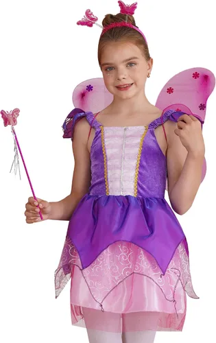 Vista 3 de Yartina Disfraz de princesa Tinker-Bell para niños, disfraz de elfo, carnaval, cosplay, con alas de aro para el pelo