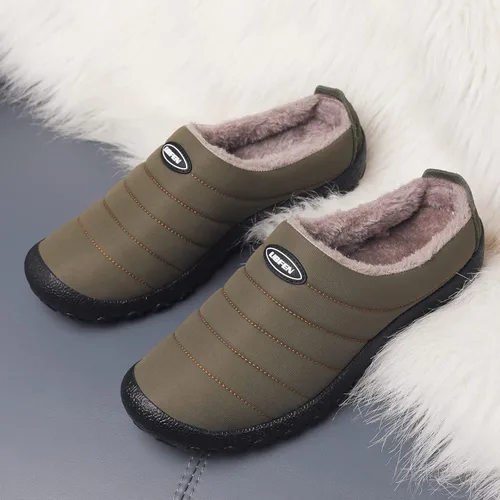 Vista 2 de UBFEN Mens Womens Winter Warm Slippers with Fuzzy Plush Lining Slip on House Shoes Indoor Outdoor Anti-Skid Rubber Sole
