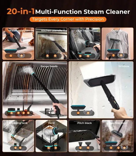 Vista 6 de C4A Steam Cleaner【Industry No.1 Handheld Steam Control】105°C+ High-Temperature Steam Cleaner【Direct Start/Stop from Steam Gun】Easy One-Hand Black