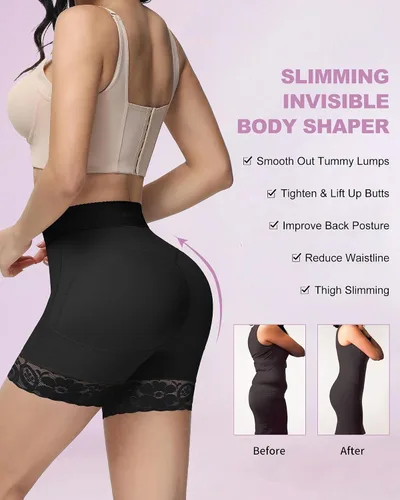 Vista 4 de SHAPSHE Faja moldeadora para mujer, pantalones cortos con control de abdomen, moldeadores de cuerpo, cintura alta, levantadores de glúteos, muslos