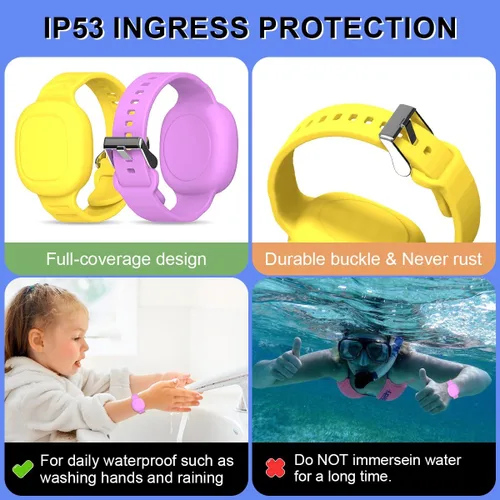 Vista 5 de [Paquete de 2] Funda de silicona para Tile Mate impermeable, pulsera para niños, compatible con Tile Mate (2022), pulsera ajustable oculta