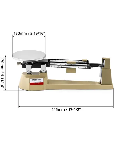 Vista 6 de QWORK Triple Beam, balanza mecánica de 3 pesas, 2610 g/0.1 g Juego de peso analítico de laboratorio, balanza de triple haz con perilla de ajuste a