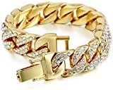 Vista 3 de Brazalete cubano con reloj oblongo destellos brillantes 8475BC reloj hip hop cubano