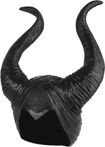 Vista 2 de Tocado de disfraz de Maléfica, 1 unidad, sombrero de Halloween, cuernos de reina negros.