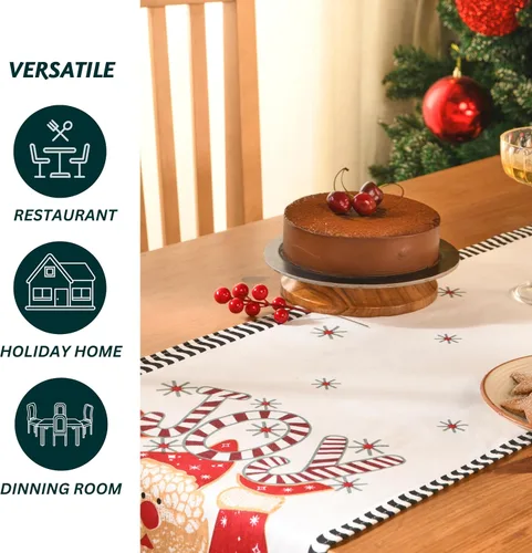 Vista 6 de Folkulture Camino de mesa navideño de 72 pulgadas de largo para decoraciones de mesa – camino de mesa rojo 100% algodón estilo rústico para café