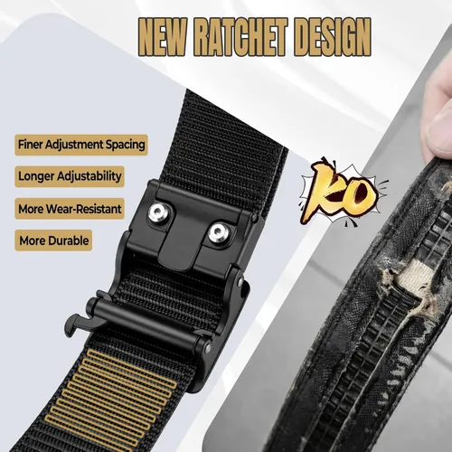 Vista 4 de WONDAY Men Gun Belt Concealed Carry 1.5" Rigid Stiff Work CCW EDC Tactical Ratchet Nylon Heavy Duty Belt Holster Tool Battle