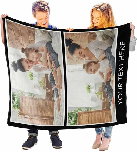 Vista 3 de InterestPrint Manta personalizada con texto y fotos, collage, regalo personalizado para cumpleaños, aniversario, boda, regalo personalizado