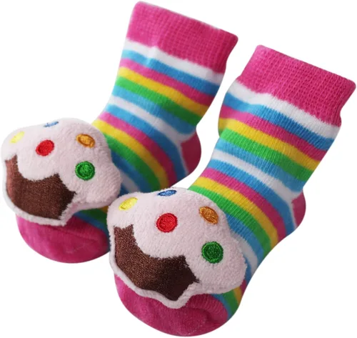 Vista 4 de PUPPET Calcetines de sonajero para niña botines de algodón set de regalo RosaRebel Fun 6 meses