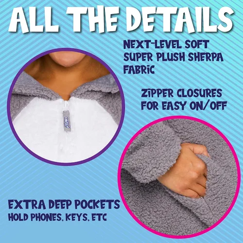 Vista 3 de Funziez! Mameluco de sherpa ajustado para adultos, disfraz de Halloween de animales, traje de cosplay de una pieza de felpa para mujeres y hombres