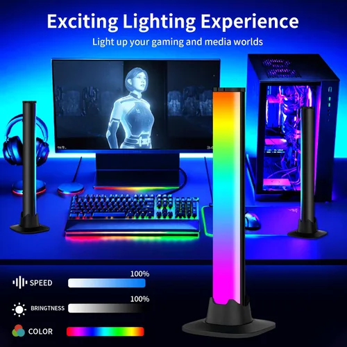 Vista 5 de Barra de luz LED inteligente, luces para juegos, iluminación ambiental con modos de escena y modos de música, barras de luz de color Bluetooth