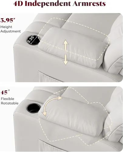 Vista 5 de Silla reclinable giratoria eléctrica con reposabrazos ajustables