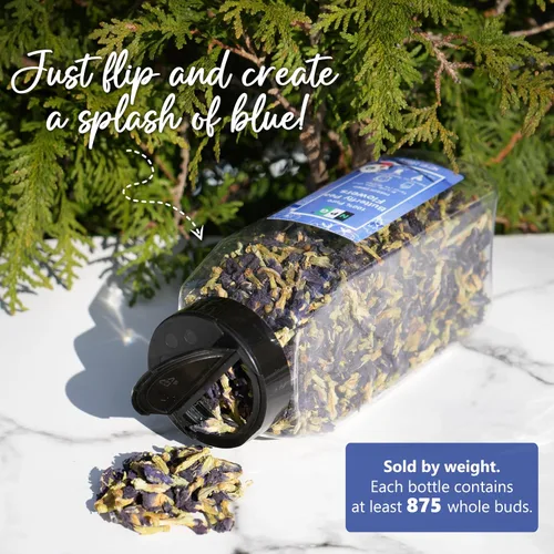 Vista 3 de NPG Té de flores de guisantes mariposa azul 2 Oz, brotes de flores enteras en hojas sueltas, colorante alimentario azul natural no-GMO para té