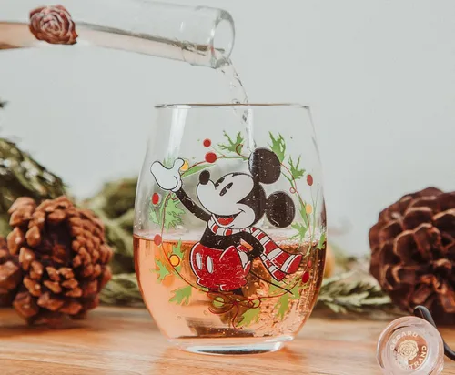 Vista 4 de Disney Mickey Mouse - Corona de Navidad sin tallo, vaso de lágrima para mimosas, cócteles, decoración de bar para el hogar, accesorios de cocina