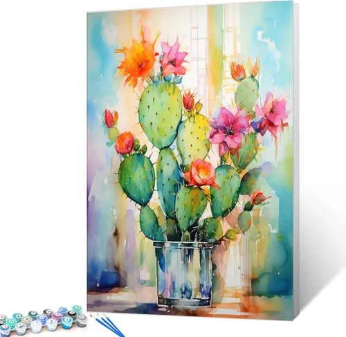 Vista 16 de Tucocoo Kit de pintura de margaritas coloridas por números con pinceles y pigmento acrílico sobre lienzo para adultos, hermoso proyecto