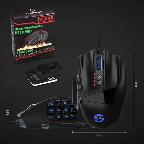 Vista 5 de Mouse de gaming (Venus), Negro