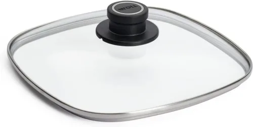 Vista 12 de Woll Tempered Glass with Stainless Steel Rim and Vented Knob Round Lid, 12", Clear