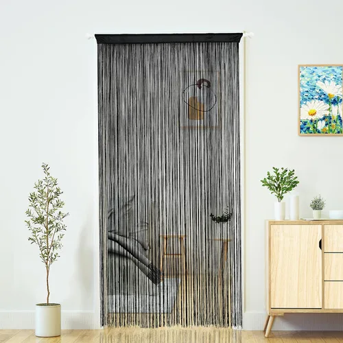 Vista 11 de YaoYue Cortina de hilos para umbral, cortinas de puerta, divisor de ambientes con flecos estilo boho hippie para colgar en patio, dormitorio