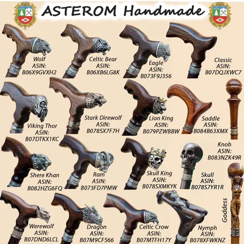 Vista 8 de Asterom Bastón de bastón de moda para hombres y mujeres - Bastón de proxeneta (#1)