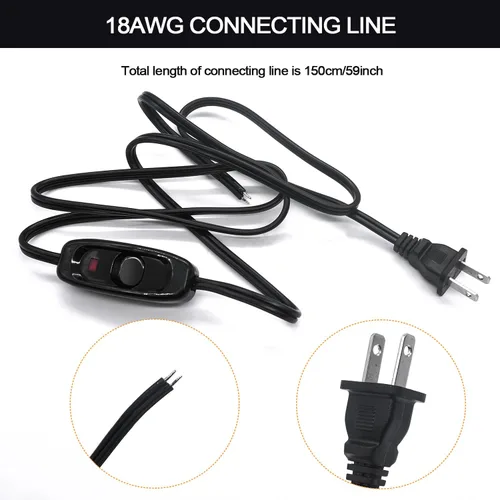 Vista 5 de mankk Interruptor de cable en línea para electrodomésticos, 250 V, CA, 10 A, interruptor en línea para lámpara de 18 AWG, bombilla negra