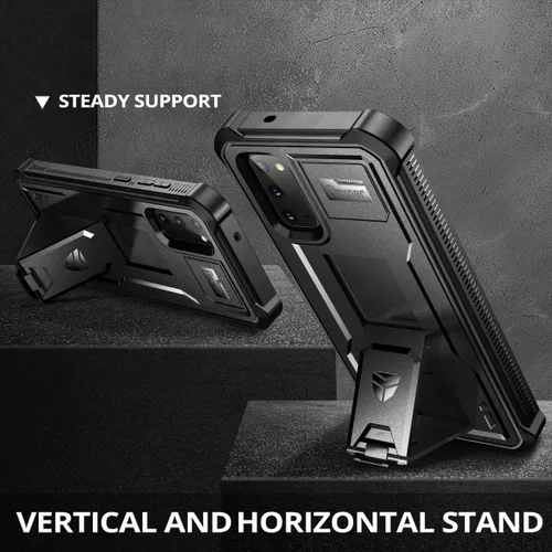 Vista 4 de Dexnor Funda para Samsung Galaxy S20 5G, [Protector de pantalla integrado y soporte] Protección de grado militar de servicio pesado a prueba