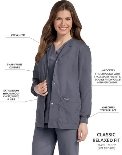 Vista 2 de Landau Essentials - Chaqueta de ajuste relajado de 4 bolsillos a presión frontal para mujer 7525