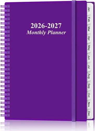 Vista 12 de Agenda mensual 2026-2027 – enero 2026 – junio 2027, dos páginas por mes, calendario mensual de 18 meses con pestañas, encuadernación fuerte de doble