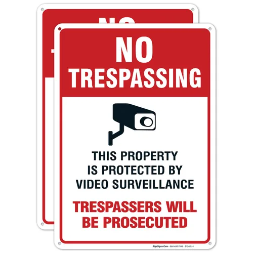 Vista 11 de Señal de videovigilancia No Trespassing, cámara de seguridad CCTV, 24 x 30 pulgadas, 3M EGP reflectante aluminio .080, resistente a la decoloración