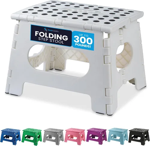 Vista 16 de Handy Laundry Taburete plegable de paso - Taburete plegable lo suficientemente resistente para apoyar a adultos y lo suficientemente seguro