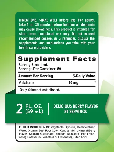 Vista 2 de Nature's Truth Melatonina líquida 10mg 2oz, 1 paquete