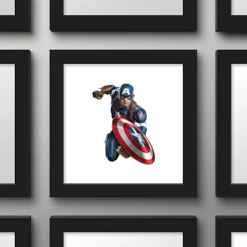 Vista 3 de Trends International Gallery Pops Marvel Comics Avengers - Póster de pared de Capitán América, 12 x 12 pulgadas, versión enmarcada en negro Versión
