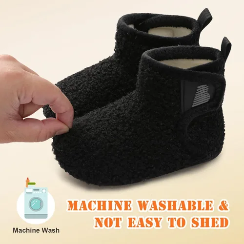 Vista 7 de BARERUN Pantuflas para niños y niñas, zapatos de casa para bebés, botines de invierno de felpa acogedora para niños, pantuflas cálidas y ligeras
