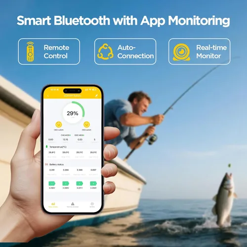 Vista 3 de Batería LiFePO4 de motor de arrastre de 12 V 320 Ah, batería de ciclo profundo de 12 V BMS de 200 A integrada, batería de litio Bluetooth, hasta