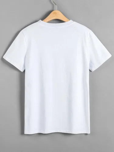 Vista 2 de SOLY HUX Camiseta de manga corta con estampado de letras para mujer, camiseta casual de verano