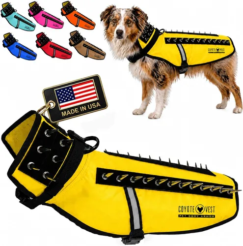 Vista 18 de CoyoteVest Chaleco Protector de Arnés para Perro, Accesorios Reflectantes para Perro con Picos para Proteger a tu Mascota de Ataques de Rapaces