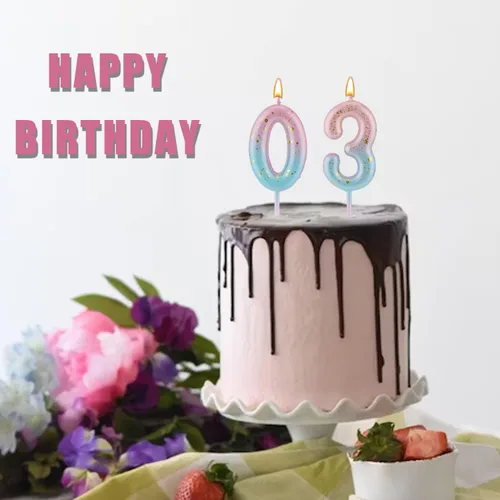 Vista 6 de Vela de letras con número de cumpleaños en degradé, velas de cumpleaños degradadas color rosa y azul para tartas