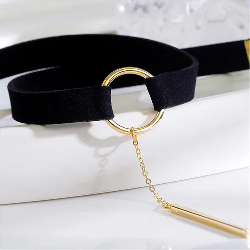 Vista 3 de Gargantilla de terciopelo con corazón de amor, collar de cadena de clavícula ajustable con nudo retro para mujeres, niñas, adolescentes, boda
