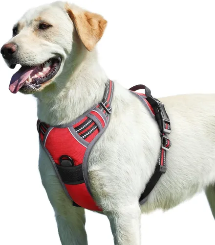 Vista 39 de Eagloo Arnés para perro pequeño, sin tirones, chaleco de servicio con tiras reflectantes y asa de control, ajustable y cómodo para caminar, arnés