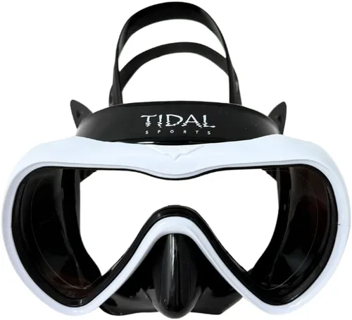 Vista 7 de Tidal Mask-Advanced - Máscara de buceo antivaho para buceo, snorkel, buceo libre y natación. Lente única de vidrio templado gran angular. Negro